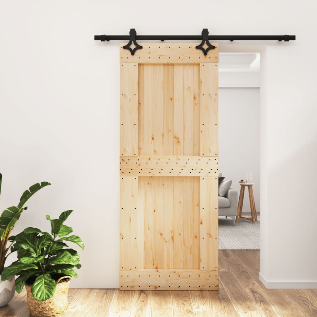 vidaXL Liukuovi asennustarvikkeineen 85x210 cm täysi mänty