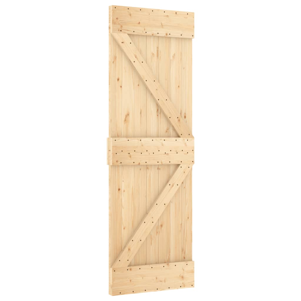 vidaXL Schuifdeur met beslag 70x210 cm massief grenenhout afbeelding
