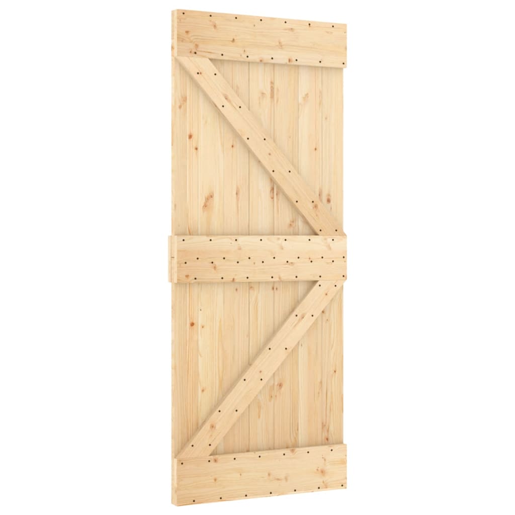 vidaXL Schuifdeur met beslag 85x210 cm massief grenenhout afbeelding
