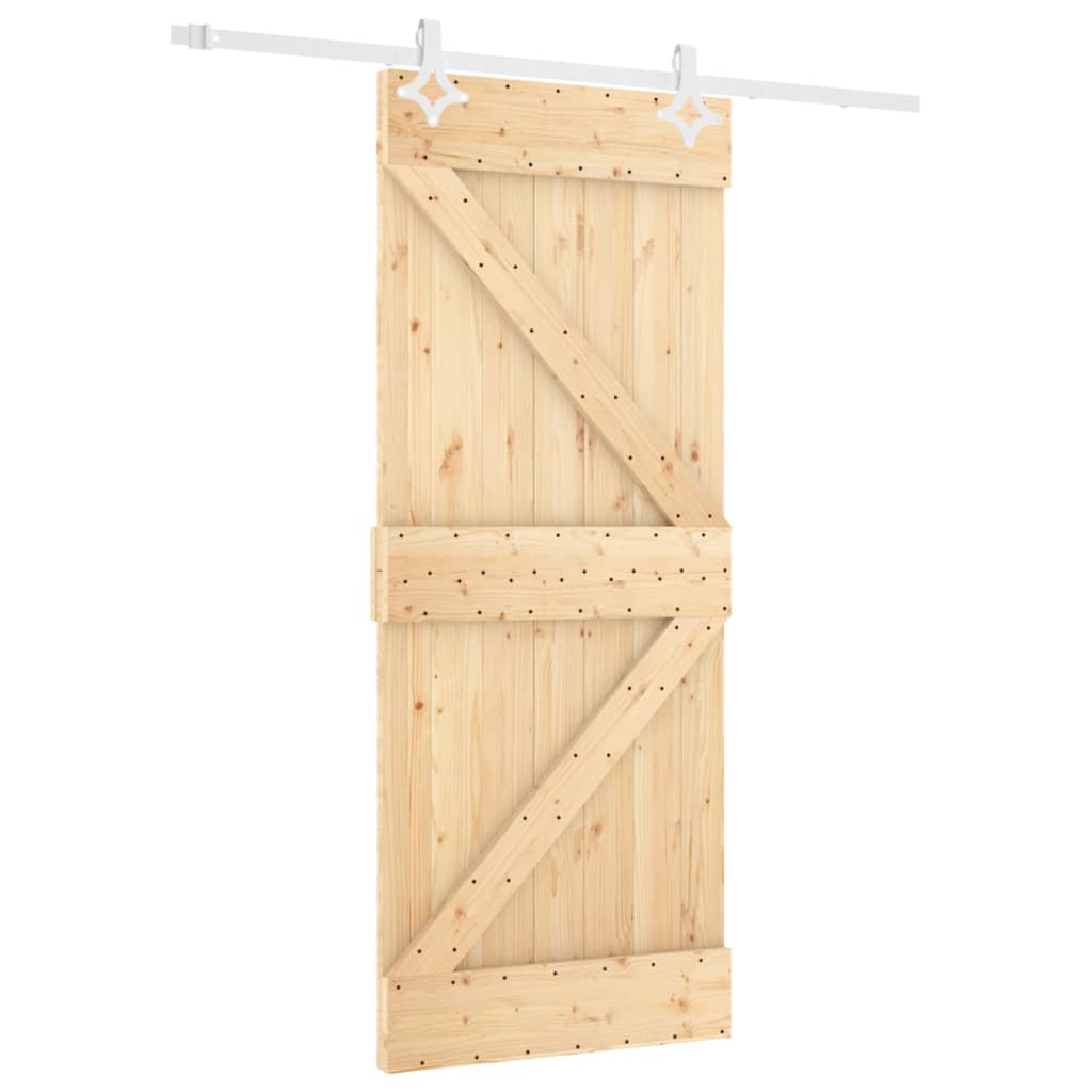 vidaXL Posuvné dveře s kováním 80 x 210 cm masivní borové dřevo