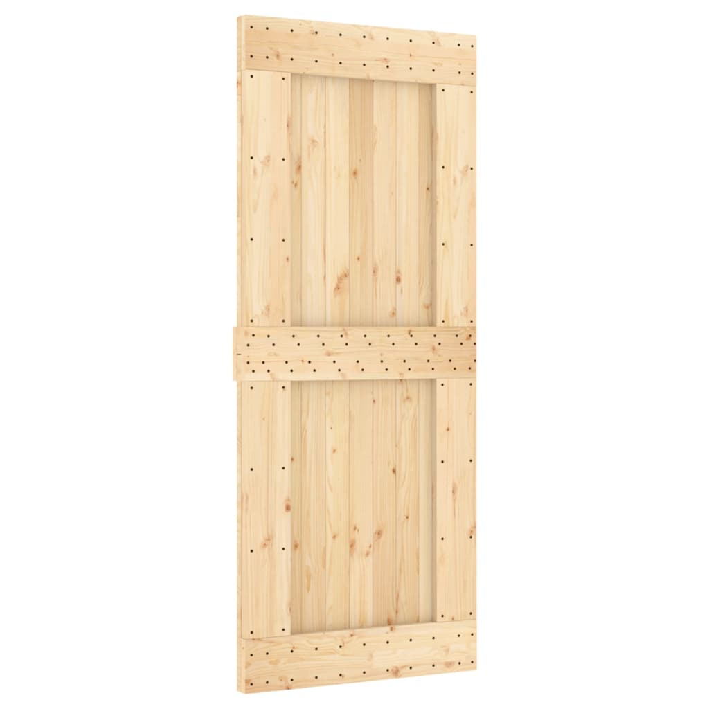 vidaXL tömör fenyőfa tolóajtó fémszerelék szettel 85x210 cm
