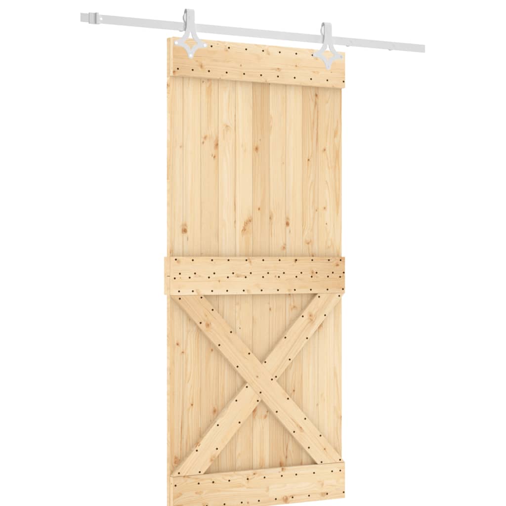 vidaXL Posuvné dveře s kováním 90 x 210 cm masivní borové dřevo