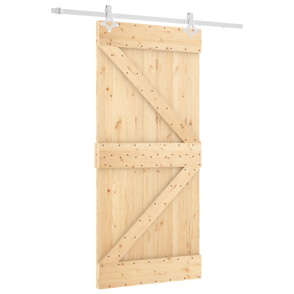 vidaXL Schuifdeur met beslag 95x210 cm massief grenenhout