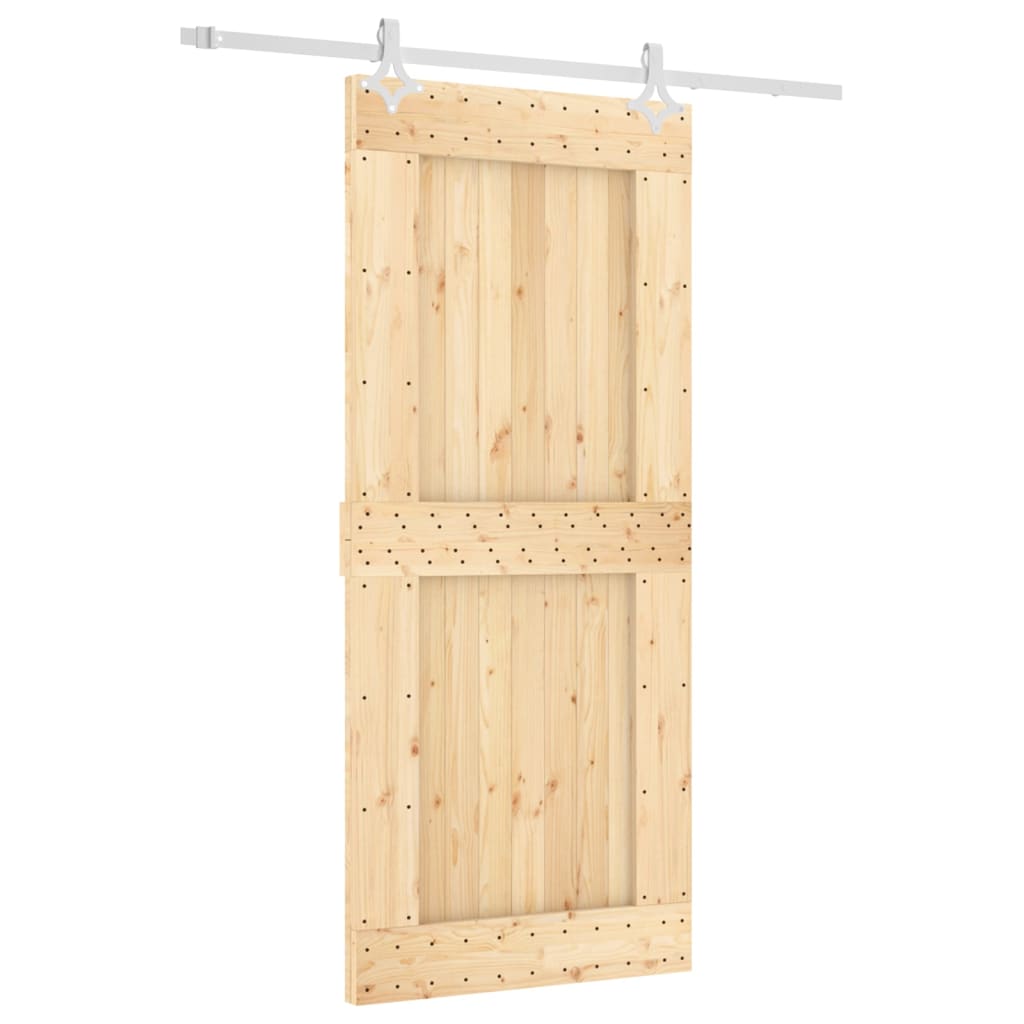 vidaXL Posuvné dveře s kováním 90 x 210 cm masivní borové dřevo