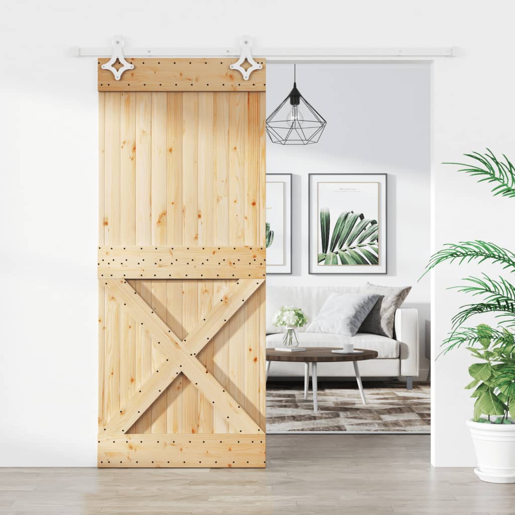 vidaXL Liukuovi asennustarvikkeineen 85x210 cm täysi mänty