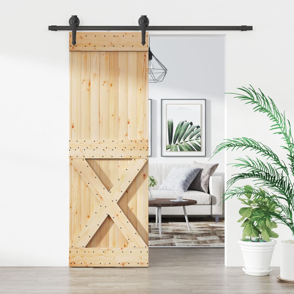 vidaXL Liukuovi asennustarvikkeineen 70x210 cm täysi mänty