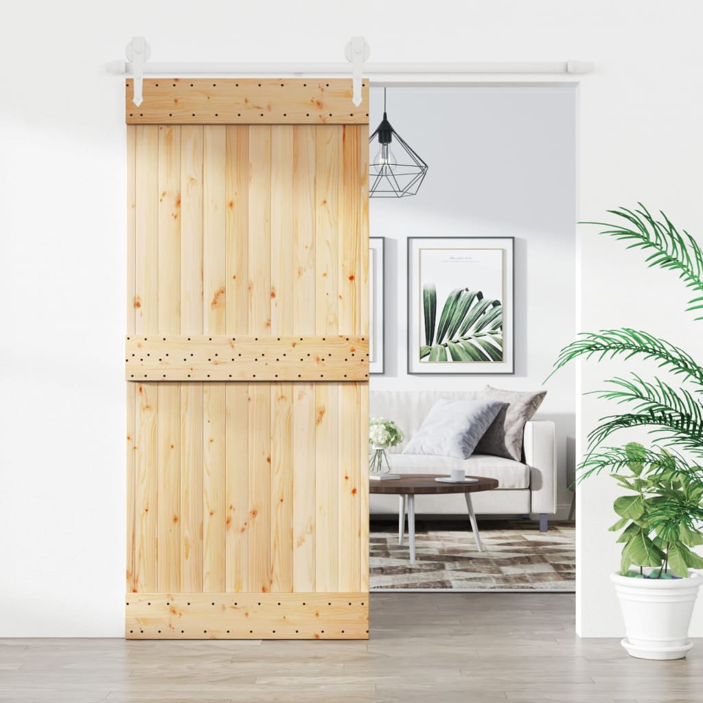 vidaXL Liukuovi asennustarvikkeineen 90x210 cm täysi mänty