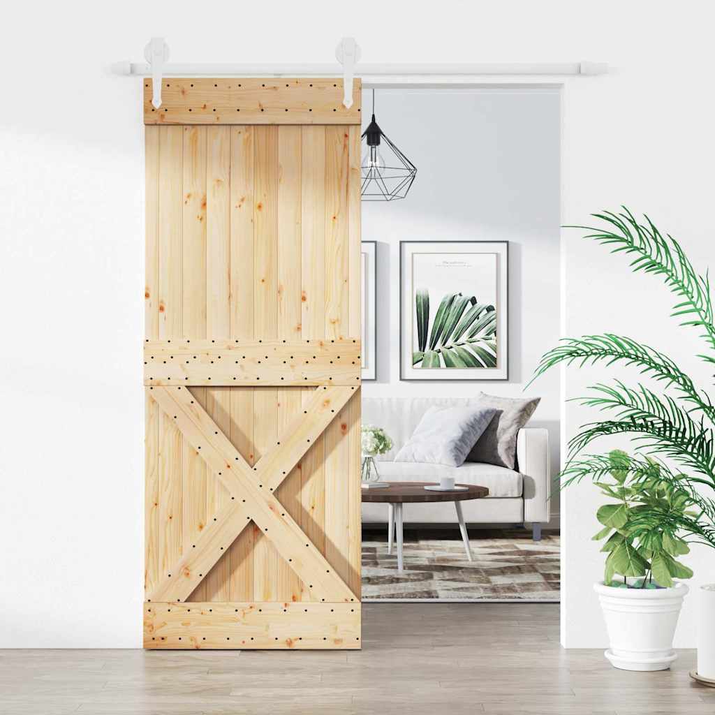vidaXL Liukuovi asennustarvikkeineen 80x210 cm täysi mänty