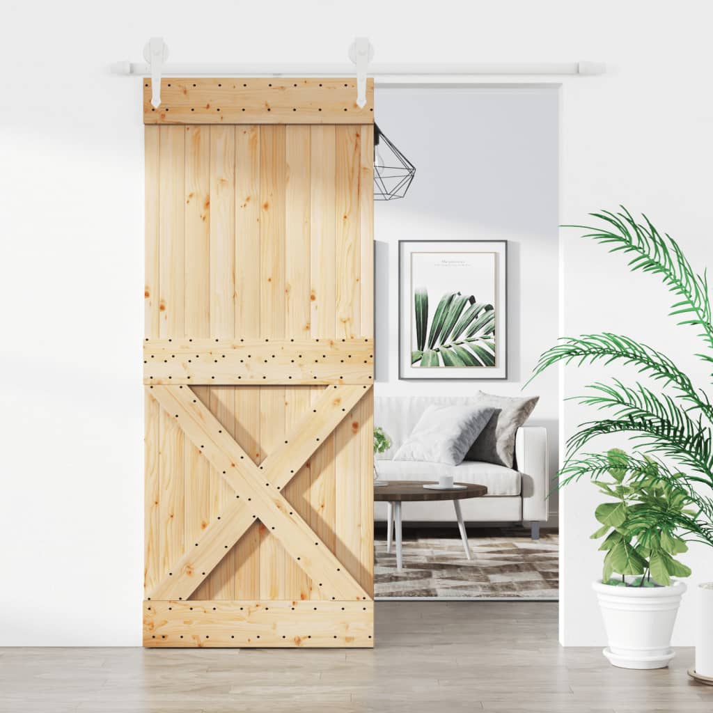 vidaXL Liukuovi asennustarvikkeineen 85x210 cm täysi mänty