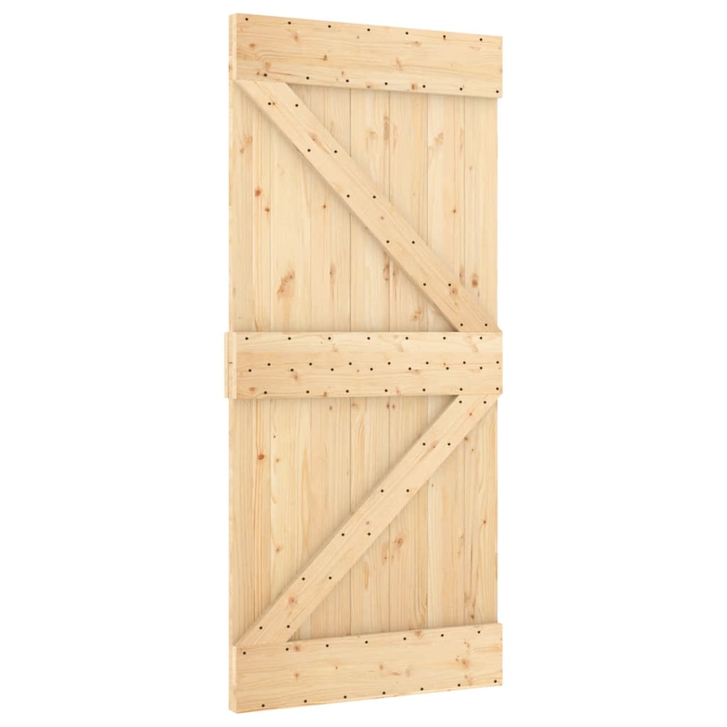 vidaXL Schuifdeur met beslag 95x210 cm massief grenenhout afbeelding
