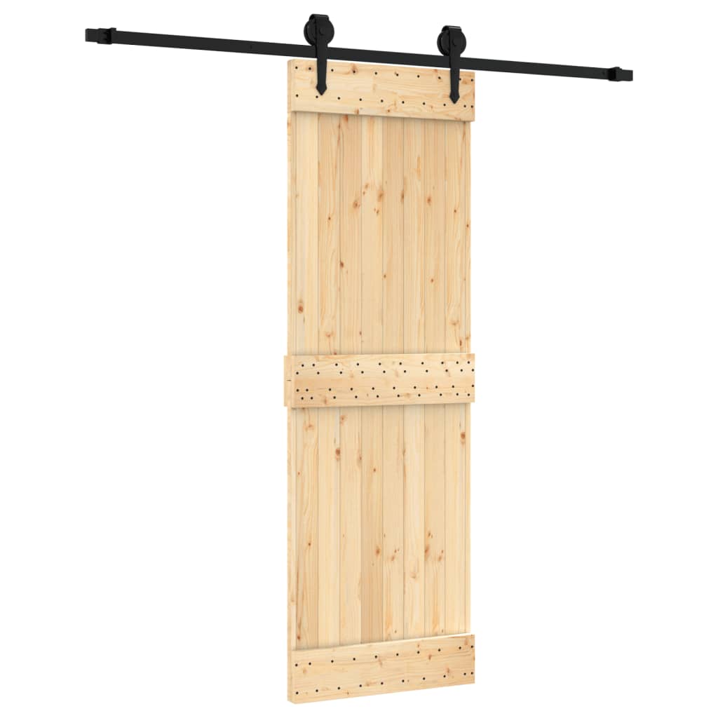 vidaXL PosuvnĂ© dveĹ™e s kovĂˇnĂ­m 70 x 210 cm masivnĂ­ borovĂ© dĹ™evo