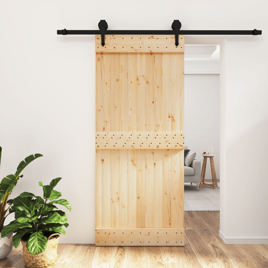 vidaXL Liukuovi asennustarvikkeineen 90x210 cm täysi mänty