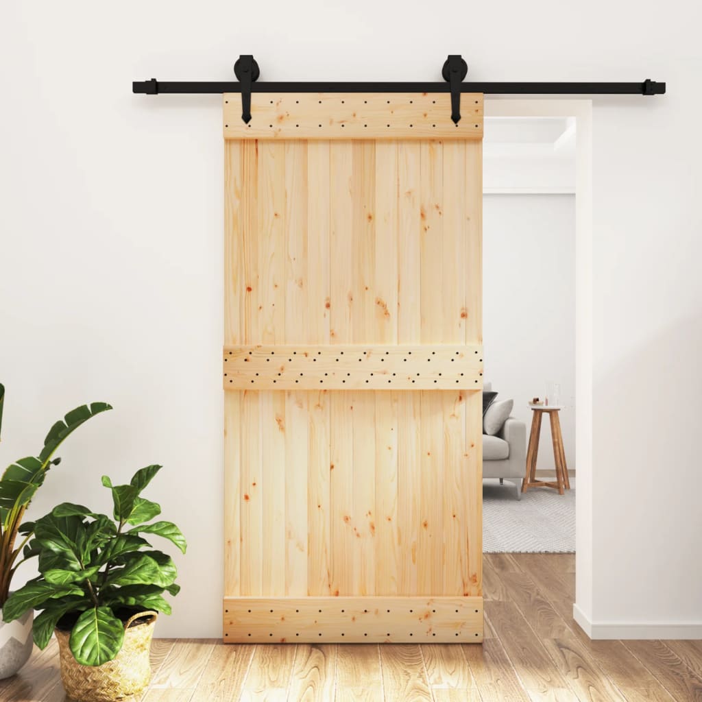 vidaXL Ușă glisantă cu set feronerie, 100x210 cm, lemn masiv de pin