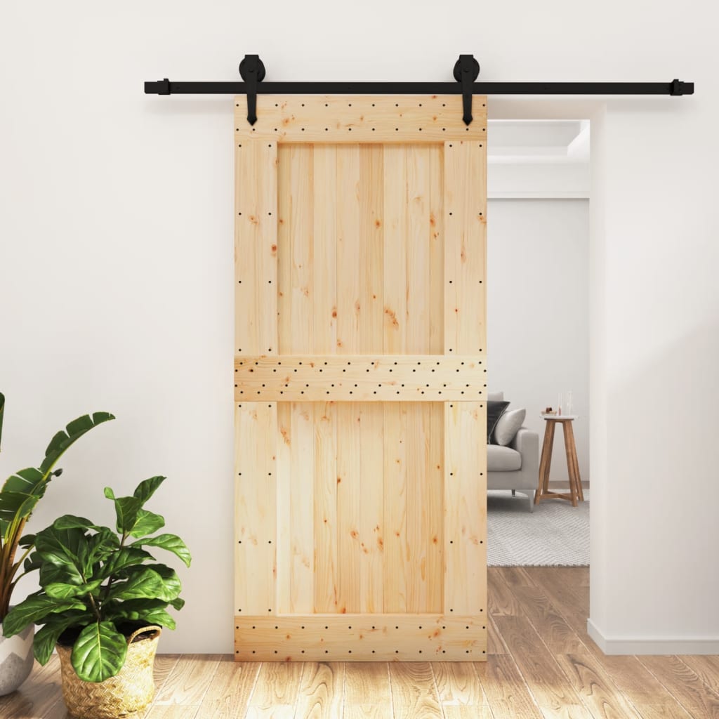 vidaXL Liukuovi asennustarvikkeineen 95x210 cm täysi mänty