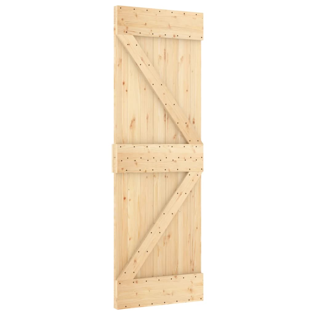 vidaXL Schuifdeur met beslag 70x210 cm massief grenenhout afbeelding