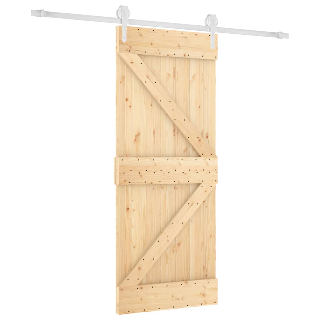 vidaXL Posuvné dveře s kováním 85 x 210 cm masivní borové dřevo