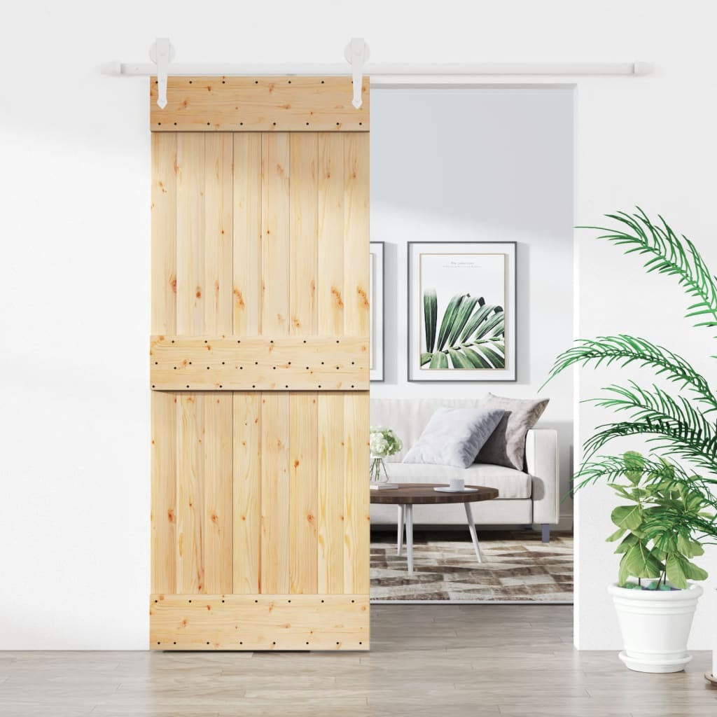 vidaXL Liukuovi asennustarvikkeineen 80x210 cm täysi mänty