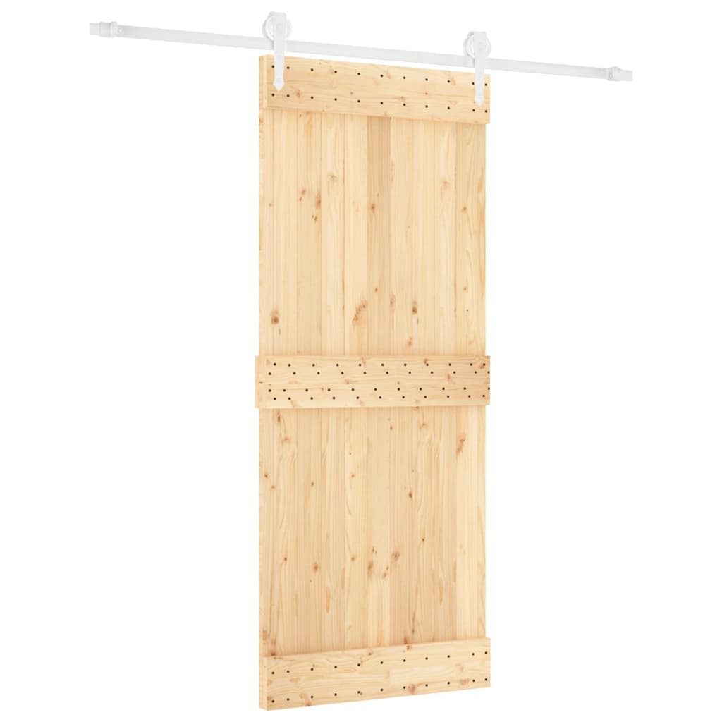 vidaXL Schuifdeur met beslag 85x210 cm massief grenenhout