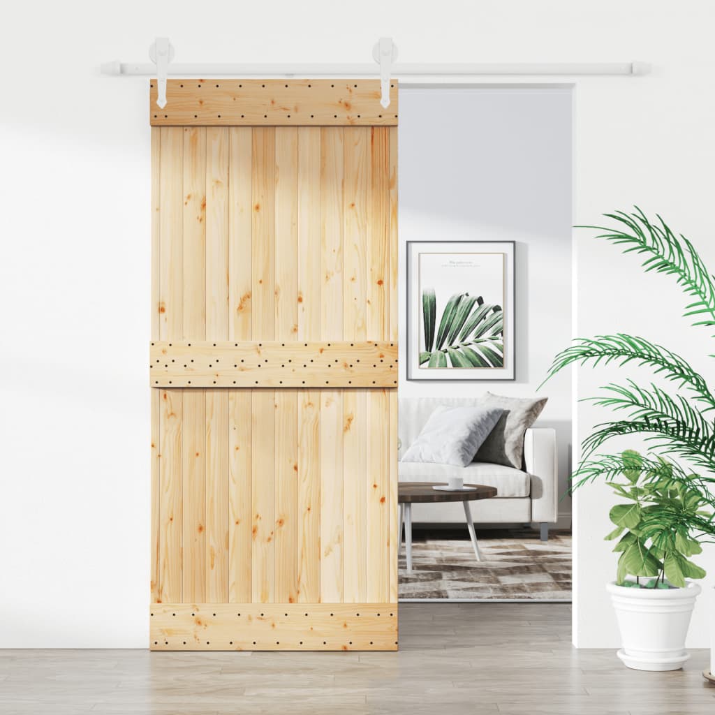 vidaXL Liukuovi asennustarvikkeineen 90x210 cm täysi mänty