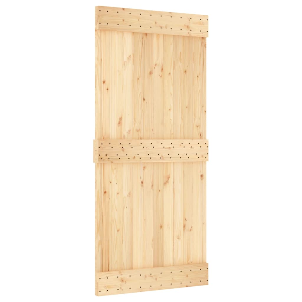 vidaXL Schuifdeur met beslag 95x210 cm massief grenenhout afbeelding