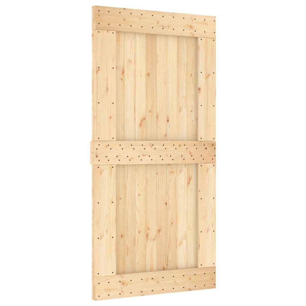 vidaXL Schuifdeur met beslag 100x210 cm massief grenenhout afbeelding
