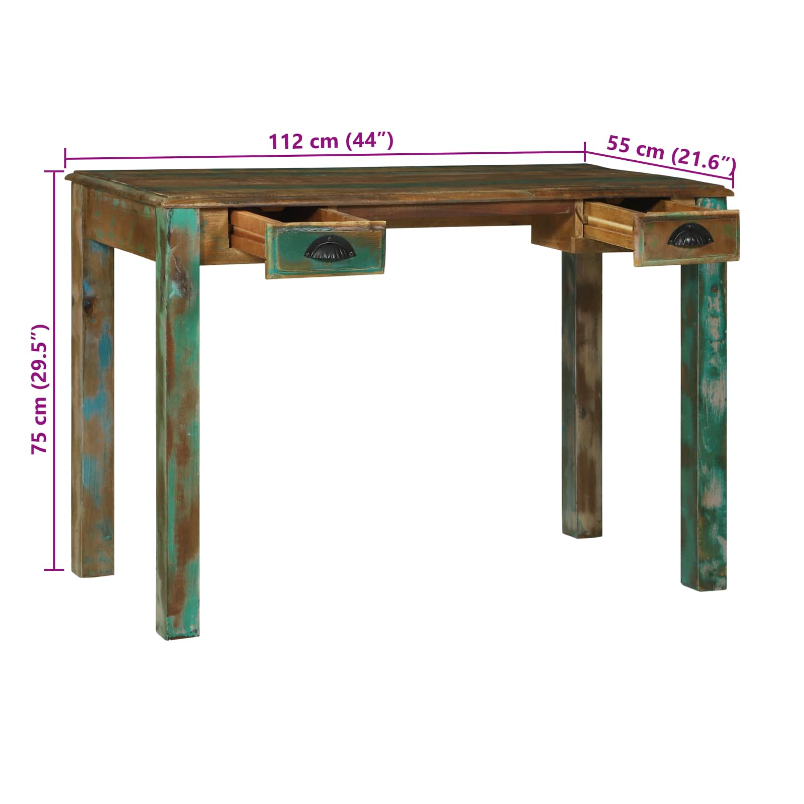 Schrijfbureau Bruin 112 x 55 x 76 cm Massief Gerecycled Hout image 14