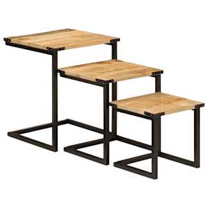 Komplet klubskih mizic 3 kosi trden mangov les