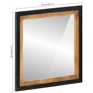 Koupelnové zrcadlo 55 x 1 x 60 cm sklo a masivní mangovník - obrázek 6