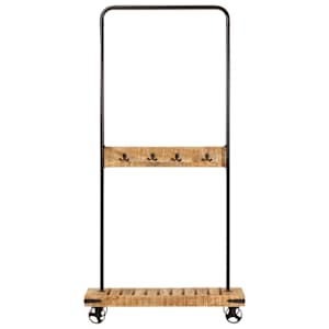 Stojan na oblečení na kolečkách 90x35x190 cm mangovník a železo - obrázek 2