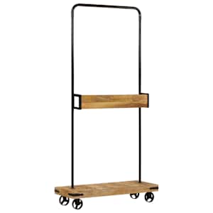 Stojan na oblečení na kolečkách 90x35x190 cm mangovník a železo - obrázek 4