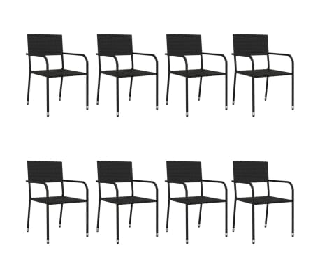 vidaXL 9-tlg. Garten-Essgruppe Schwarz Poly Rattan und Stahl