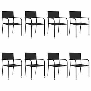 vidaXL 9-tlg. Garten-Essgruppe Schwarz Poly Rattan und Stahl