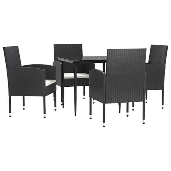 vidaXL 5-osaline aia s&ouml;&ouml;gim&ouml;&ouml;bli komplekt, must, pol&uuml;rotang ja teras