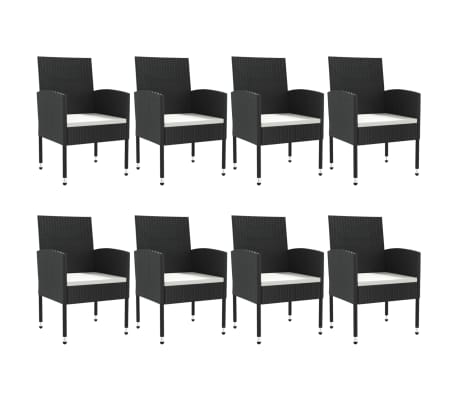 vidaXL Ensemble &agrave; manger de jardin 9 pcs noir r&eacute;sine tress&eacute;e et acier