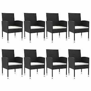 vidaXL Ensemble &agrave; manger de jardin 9 pcs noir r&eacute;sine tress&eacute;e et acier