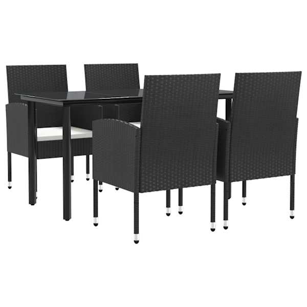 vidaXL 5-osaline aia s&ouml;&ouml;gim&ouml;&ouml;bli komplekt, must, pol&uuml;rotang ja teras