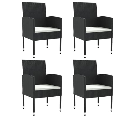 vidaXL 5 Piece Garden Dining Set Black Poly Rattan and Steel