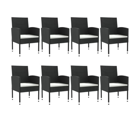 vidaXL 9-tlg. Garten-Essgruppe Schwarz Poly Rattan und Stahl
