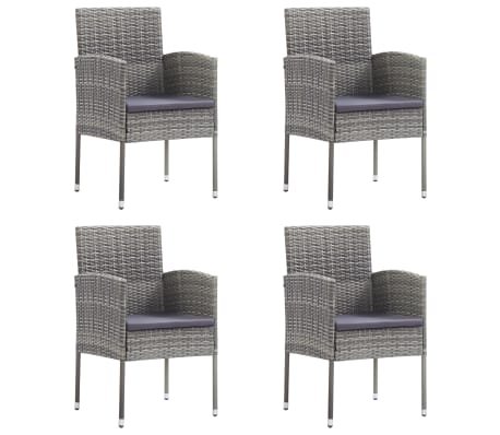 vidaXL 5 Piece Garden Dining Set Grey and Black Poly Rattan and Steel