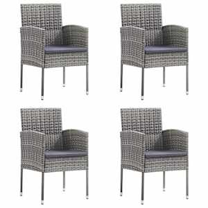 vidaXL 5 Piece Garden Dining Set Grey and Black Poly Rattan and Steel