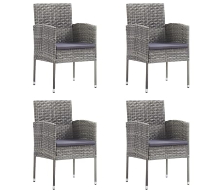vidaXL 5 Piece Garden Dining Set Grey and Black Poly Rattan and Steel