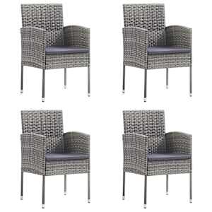 vidaXL 5 Piece Garden Dining Set Grey and Black Poly Rattan and Steel