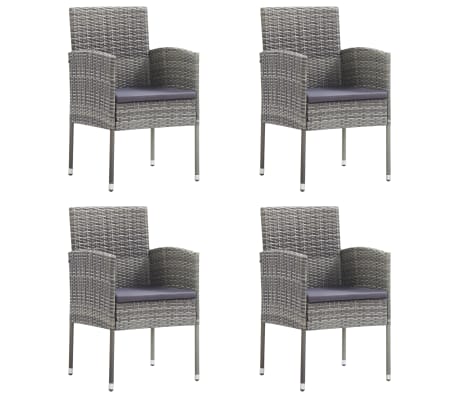vidaXL 5 Piece Garden Dining Set Grey and Black Poly Rattan and Steel