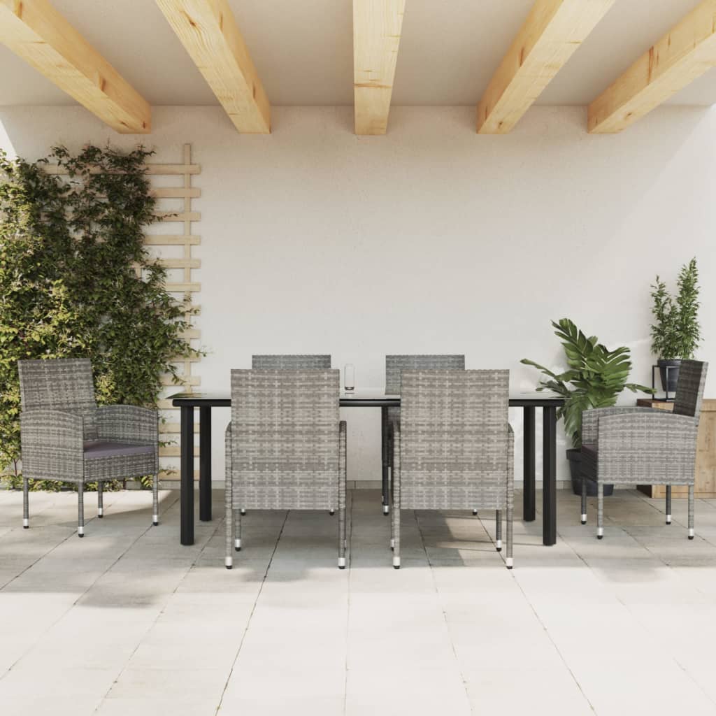 Zestaw mebli ogrodowych 6 krzeseł + stół, szary/czarny, 200x100 cm