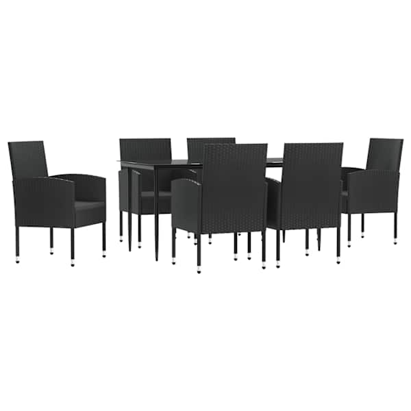 vidaXL 7-osaline aia s&ouml;&ouml;gim&ouml;&ouml;bli komplekt, must, pol&uuml;rotang