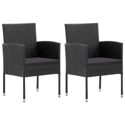 vidaXL 3 Piece Garden Dining Set Black Poly Rattan and Steel