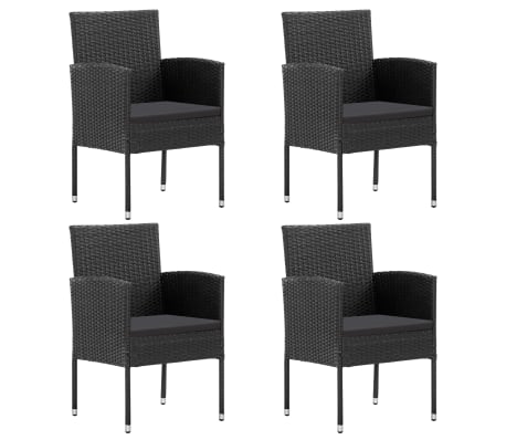 vidaXL 5 Piece Garden Dining Set Black Poly Rattan and Steel