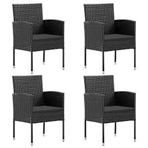 vidaXL 5 Piece Garden Dining Set Black Poly Rattan and Steel