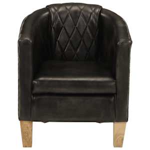vidaXL Tub Chair Grey Real Leather