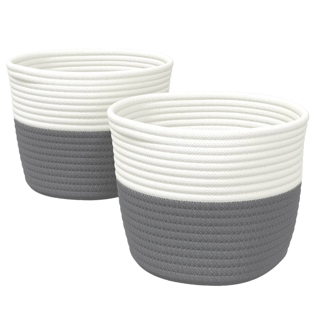 vidaXL Úložné koše 2 ks šedé a bílé Ø 24 x 18 cm bavlna